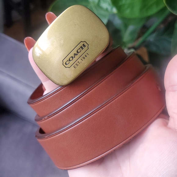 Authentic I Coach, Logo-Plaque belt, Brown, 38" - Picture 1 of 6